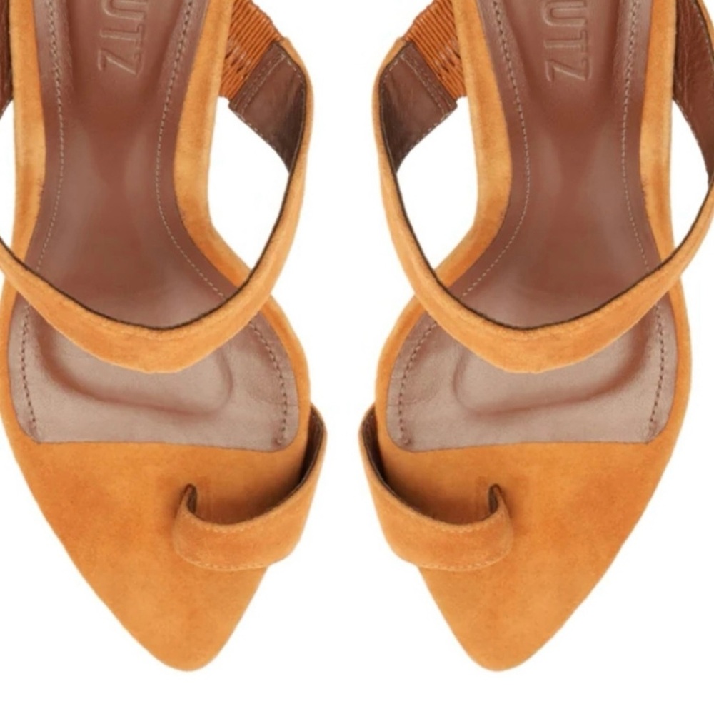 SCHUTZ Melina Suede Open-Toe Heels - Size 10